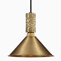 New Chinese Copper Dining Room Ceiling Pendant Light Villa Restaurant Brass Cloud Carved Hallway Hanging Lamp Balcony Pendant Lighting Fixtures (A)
