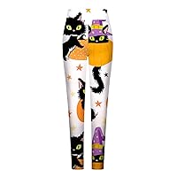 Halloween Funny Print Leggings for Women High Waisted Stretch Slim Pants 2023 Fall Comfy Black Cat Graphic Leggings