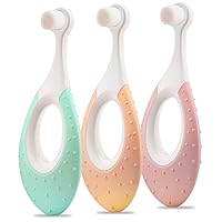 Baby Toothbrush & Toddler Toothbrush for Age 0-2 Years Old. Extra Soft Toothbrush with 10000 Soft Floss Bristle for Baby Gum Care, (3 Pack)
