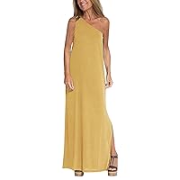 Ladies Summer New Women's Clothing Fashion Sleeveless Lace Rainbow Print Slim Fit Hip Dress(Yellow,XX-Large)
