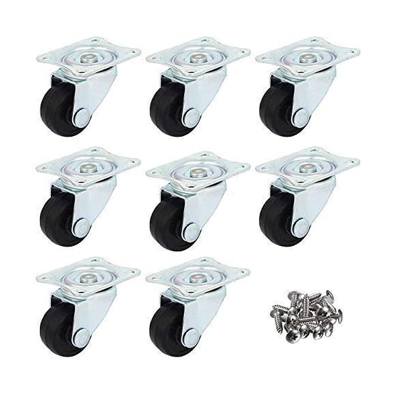 Gizhome 8 Pack 1-Inch Dia Swivel Rubber Single Wheel Caster Wheels With Rubber B 