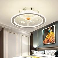 Chandelieres Modern Indoor Flush Mount Ceiling Fan with Lights, Remote App Control Low Profile Bladeless Fan Ceiling Light Adjustable Wind Speed Fan Chandelier for Bedroom Interesting Life