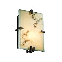 FAL-5551-DBRZ-LED2-2000 LumenAria-Clips Rectangle Wall Sconce-Dark Bronze-Faux Alabaster-LED