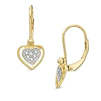 Round Cut Clear D/VVS1 Diamond Accent Heart Drop Earrings In 14K Yellow Gold Plated With 925 Sterling Silver