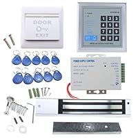 AGPTEK RFID Door Access Control System Kit, Home Security System with 280kg 620LB Electric Magnetic Lock 110-240V AC to 12v DC 3A 36w Power Supply Proximity Door Entry keypad 10 Key Fobs EXIT Button