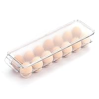 Egg Holder for fridge with Lid, Egg Container For Refrigerator Plastic Organizer Bins,Clear 14 Eggs Trays for Home/Kitchen Storage (14 Eggs, 1 Pack)