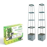 Maxitom Anthracite MT 2 AQ-4.9ft Support-Outdoor Climbing, Vines, Vegetables, Tomatoes-Garden Planter Box with Trellis-2 Pack Plant Towers-Grey