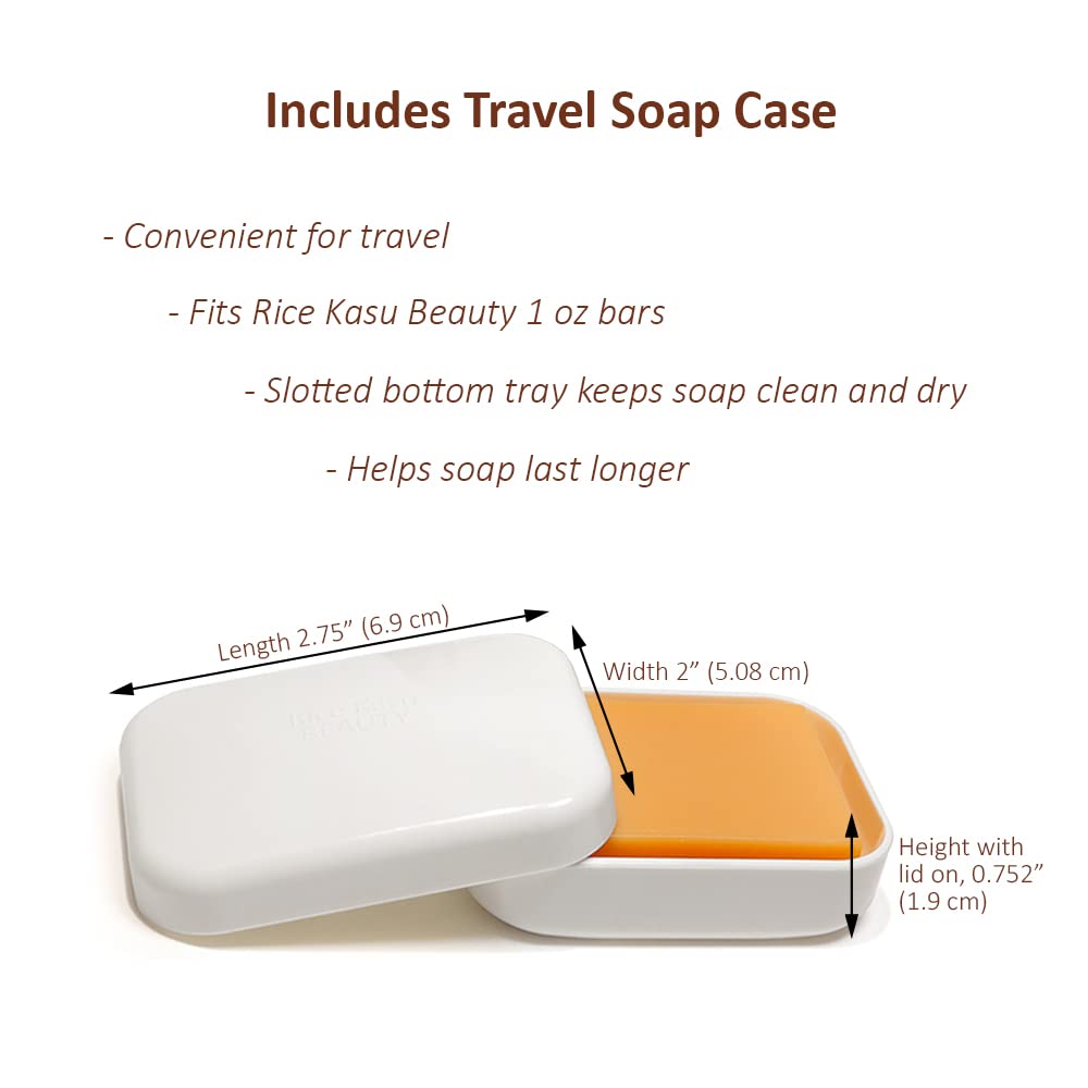 Rice Kasu Beauty Travel Facial Soap Set Plus Case, Unscented, Rose Geranium, Lemongrass and Sweet Orange, 3 Oz