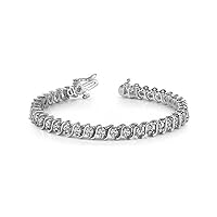 4.00 ct S-Type Round Cut Diamond Tennis Bracelet ( Color G Clarity SI-1) in 14 kt White Gold