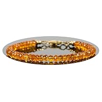 Natural Mandarin Garnet 4mm Rondelle Shape Faceted Cut Gemstone Beads 7 Inch Gold Plated Clasp Bracelet For Men, Women. Natural Gemstone Link Bracelet. | Lcbr_04543