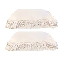 Kovot Set of 2 Ruffled Bed Pillow Shams with Embroidered Eyelet Detail Pillow Cover Sleeve - Off-White, Ivory
