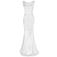 MUXXN Women's Retro 1950s Sleeveless Sheath Formal Mermaid Gowns and Evening Long Dress Off White M
