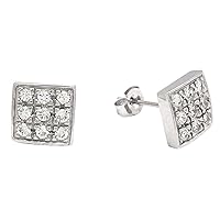 Created White Sapphire 0.54 Carats Stud Earrings 14K White Gold