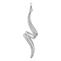 925 Sterling Silver Polished Rhodium Plated Diamond Swirl Pendant Necklace Measures 50x16mm Wide Jewelry Gifts for Women