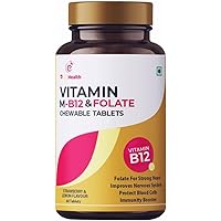 KC Health Vitamin B12 (Methylcobalamin) + Folate (Methylfolate) + Vitamin B6 | Brain Health Support-Bone Health | Higher Energy, Cognitive Function & Digestive System Health | 60 Chewable Tablets