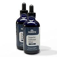 Superior Colloidal Silver, Waiora, Liquid Mineral Supplement, 40 PPM, for Immune Support, Blue Glass Bottle with Dropper (2 bott/44 serv.)