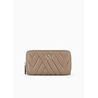 A | X ARMANI EXCHANGE Women's Quilted Continental Zip Around Wallet, Stage-Stage, One Size