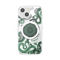 PopSockets iPhone 15 Case with Round Phone Grip Compatible with MagSafe, Phone Case for iPhone 15, Wireless Charging Compatible, Harry Potter - Slytherin Multicolor