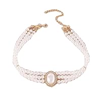 YAZILIND Women's Choker Necklace Multi-layer Imitation Pearl Chain Short Necklaces Ladies Girls Vintage Retro Court Style Jewelry