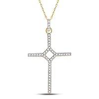 The Diamond Deal 10kt Yellow Gold Womens Round Diamond Cross Faith Pendant 1/6 Cttw