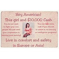 Hey American This Girl & $10,000 North Vietnamese Propaganda 4x6 Inch Card-Free US Ship