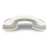 Safe-er-Grip Changing Lifestyles Suction Cup Grab Bars for Bathtubs & Showers; Safety Bathroom Assist Handle, White & Grey, 12 inches