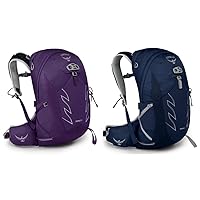Osprey Tempest 20L Women's Hiking Backpack with Hipbelt, Violac Purple, WXS/S and Osprey Talon 22L Men's Hiking Backpack with Hipbelt, Ceramic Blue, L/XL