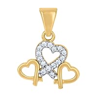 10k Two tone Gold Womens CZ Cubic Zirconia Simulated Diamond Triple Love Heart Charm Pendant Necklace Measures 17.6x13.1mm Wide Jewelry Gifts for Women