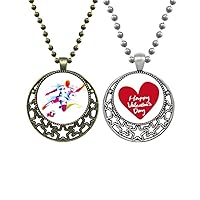 Football Athletes Pattern Pendant Necklace Mens Womens Valentine Chain