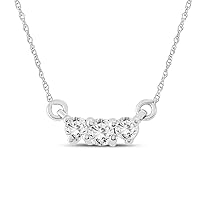 AGS Certified 1/2 Carat TW Three Stone Diamond Necklace in 14K White Gold