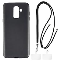 Samsung Galaxy J8 2018 Case + Universal Mobile Phone Lanyards, Neck/Crossbody Soft Strap Silicone TPU Cover Bumper Shell for Samsung Galaxy On8 (6”)