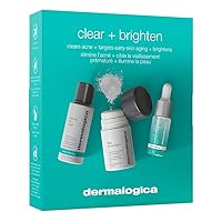 Dermalogica Clear and Brighten Kit, 3 Step Facial Skincare Set - Includes Face Cleanser, Exfoliator, and Serum