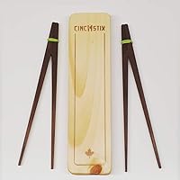 Kids Chopsticks CinchStix Black Walnut Storage/GiftBox Combo Set, 2pair, Fun,Easy to use Chopsticks for kids of all ages