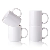 BLUE RIBBON White Sublimation Plain Blank Coffee Mug Hot Chocolate Mugs,  Ceramic Mugs Hot Cocoa Mugs Mug Sets Pack of 2 15 oz