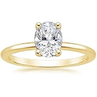 1.50 ct Moissanite Engagement Rings for Women, Colorless Oval Solitaire Diamond Ring 18K Yellow Gold 925 Sterling Silver Wedding Promise Rings Size 3-12
