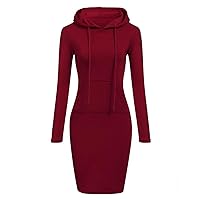 Winter Dress Woman Clothing Hooded Collar Simple Casual Lady