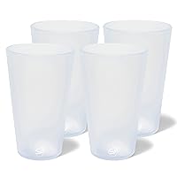 Silipint: Silicone Pint Glasses: 4 Pack Frosted Icicle - 16oz Reusable Unbreakable Cups, Flexible, Sustainable, Hot/Cold, Non-Slip Easy Grip