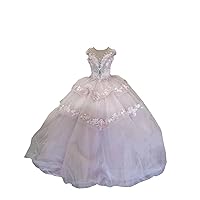 2024 Vintage Jewel Sheer Neck Crystal Ball Gown Prom Quinceanera Formal Party Dress Flowers Patterned