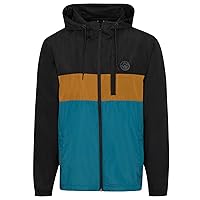 Hooded Windbreaker Jacket for Men with Drawstring Hood, Zippered Front, Lightweight, Water Resistant
