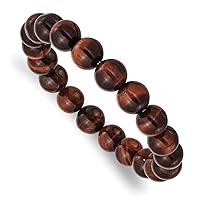 Chisel 10mm Red Tigers Eye Agate Beaded Stretch Bracelet Jewelry for Women