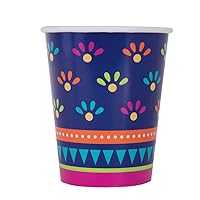 Boho Fiesta Disposable Paper Cups - 9 oz. (Pack of 8) - Fun and Festive Design Drinkware, Perfect for Fiesta, Birthdays, or Boho-Themed Parties & Celebrations