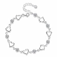 Korean Fashion Crystal Hollow Heart Bracelets Chain Link Charms Bracelet For Women Sterling Silver Womens Jewellery Gifts Nice Design