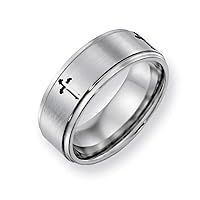 Solid White Platinum Plated 925 Sterling Silver Simple Plain Wedding Anniversary Cross Band Ring for Men 9