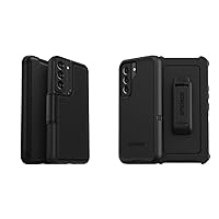 OtterBox Strada Series Case for Galaxy S22 - Shadow (Black/Pewter) & Defender Series SCREENLESS Case Case for Galaxy S22 - Black