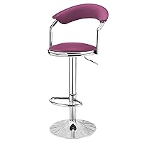 Stools,Swivel Bar Stool Beauty Salon Chair Barber with Backrest, Handle and Metal Chassis, Adjustable 60-80Cm/Purple