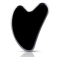 Gua Sha Facial Tools, Obsidian Guasha Tool for Face & Eye Gua Sha Stone for Puffiness Reducing & Jawline Sculpting Face Stone Gua Sha Tools for Skin Care Woman GuaSha Stone Tool, Black