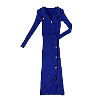 Knitted V-Neck Women's Dress Party Club Buttons Elegant Female Dresses Autumn Winter Lady Robe