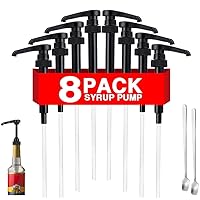 8 Packs Black Coffee Syrup Pump Dispenser, Compatible with 25.4 Oz/750ml Bottles, Great for Home & Coffee Bar Drinking Mixes, Tea, Beverage, Cocktails, Free Spoons(5.23