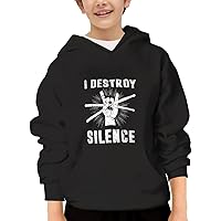 Unisex Youth Hooded Sweatshirt Drummer Break Silence Cute Kids Hoodies Pullover for Teens