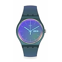 Swatch Unisex Casual Blue Watch Bio-sourced Quartz Fade to Pink